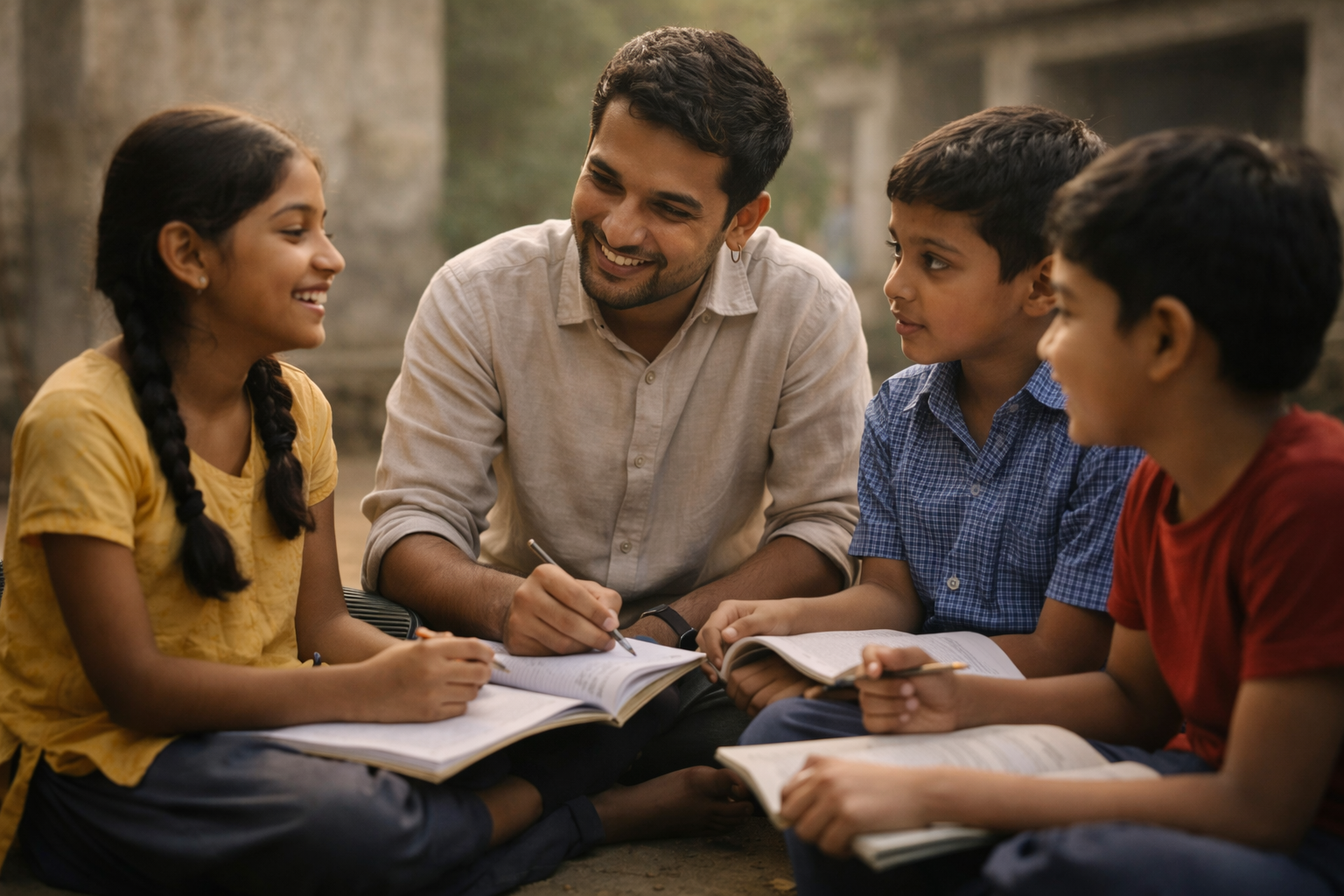 A mentor working closely with a student on a collaborative learning activity