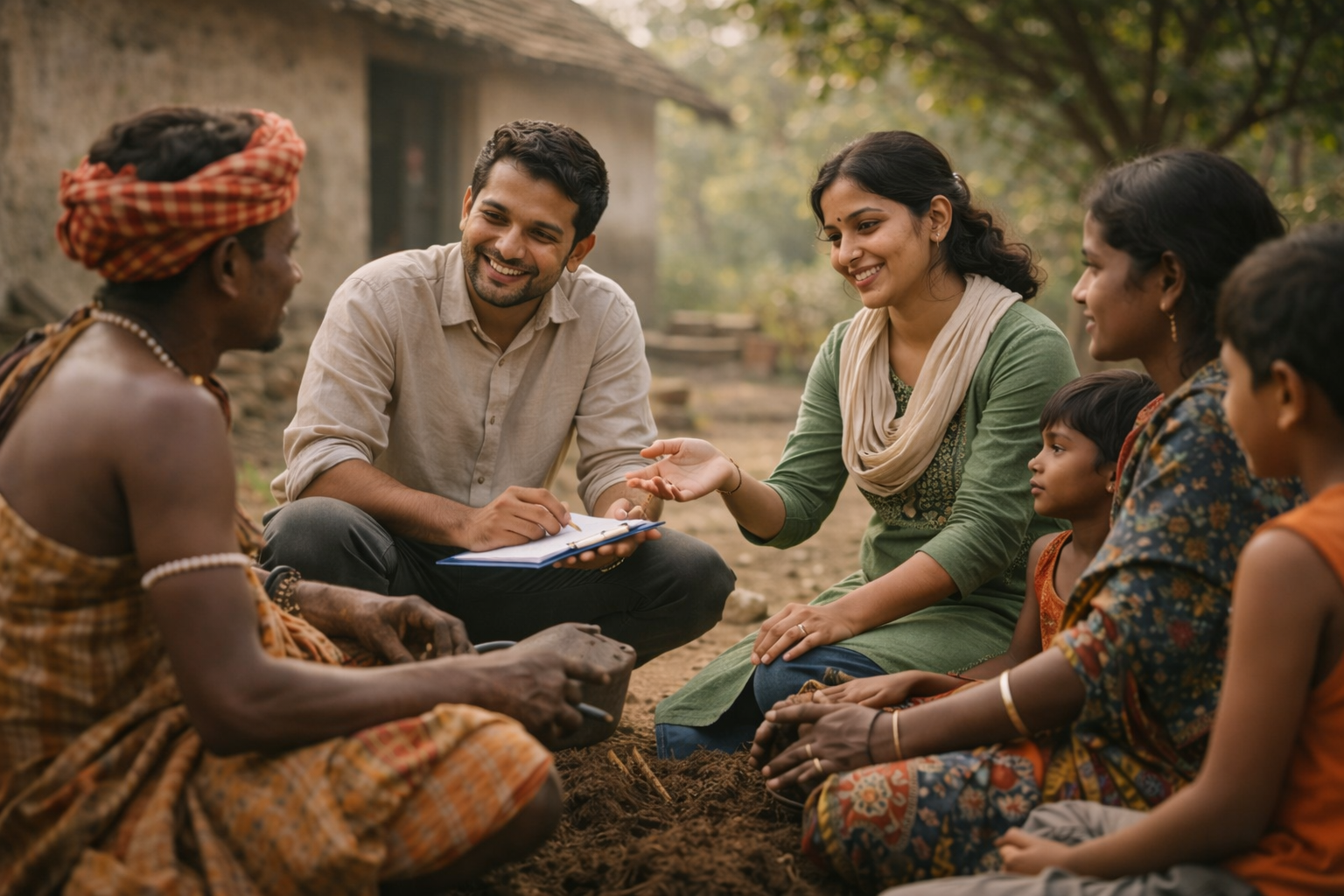 Members of a tribal community participating in a local empowerment initiative